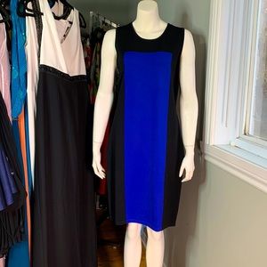 Calvin Klein Black Blue Dress Coloblock Party Casual Sz Large